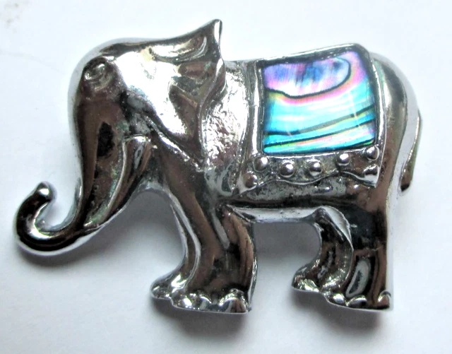 Broche Vintage Argent Et Nacre Abalone Bleu - Modèle *3237 - Occasion Bon état