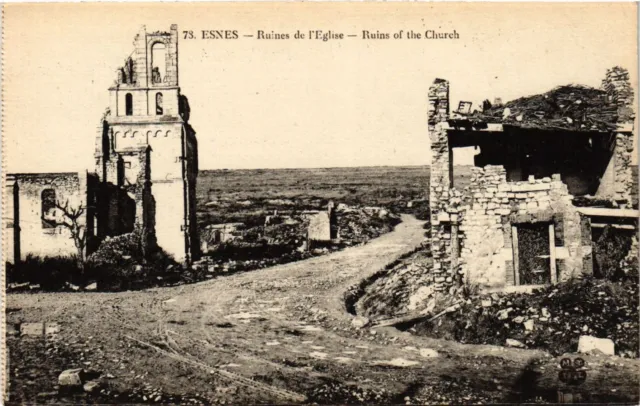 CPA AK Militaire - Esnes - Ruines de l'Eglise (695653)