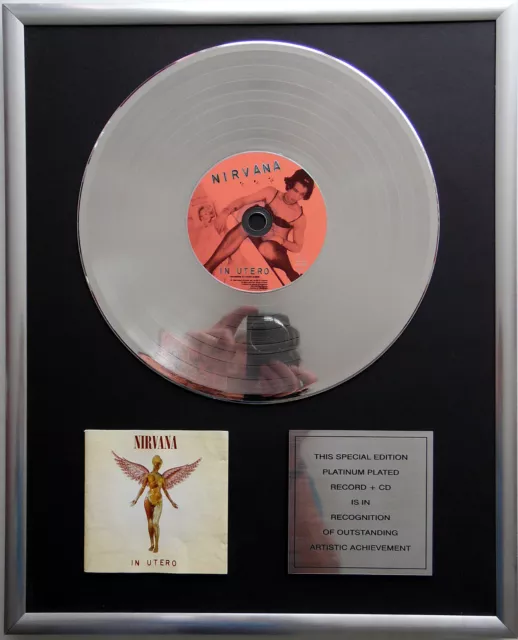 Nirvana - In Utero CD Cover + 12" Vinyl goldene / platin Schallplatte