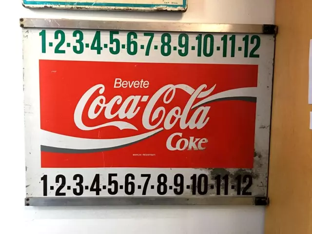 Coca-Cola Italia Segnapunti Bar Targa Lamiera Insegna Grande Dimensione Vintage