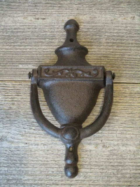 Large Cast Iron Antique Style Rustic Door Knocker Brown Finish Classic Front