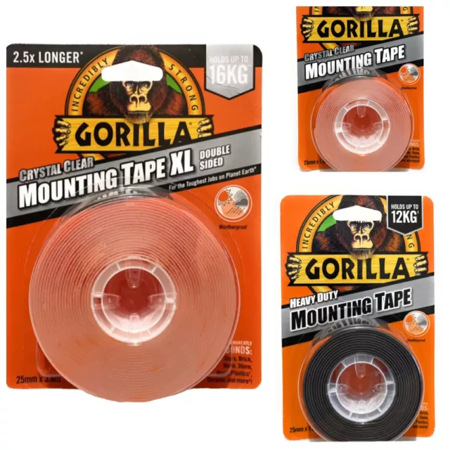 Gorilla Double Sided Tape Heavy Duty Mounting Permanent Bonds Anything In or Out