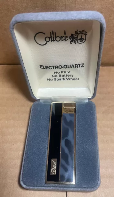 🔥 Vintage Colibri Electro Quartz Lighter with Dad Inscription - In Case 🔥