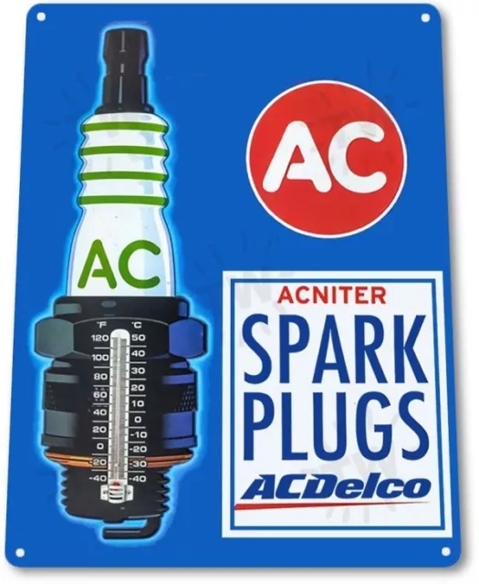 AC Spark Plugs Dealer Garage Shop Auto Retro Vintage Wall Decor Metal Tin Sign