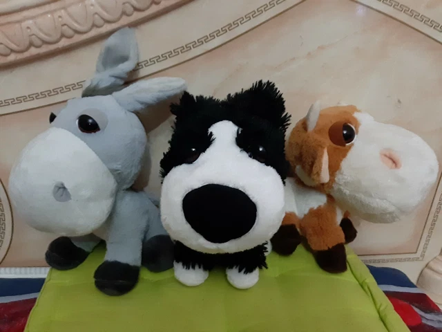 Lot De 3 Peluches Ferme - Vache, Chèvre, Cheval - Peluches Souples Pour Enfants - Amis De La Ferme