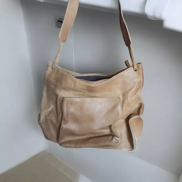 Grand Sac À Main Lancel Paris Vintage Cuir Marron Etat Moyen