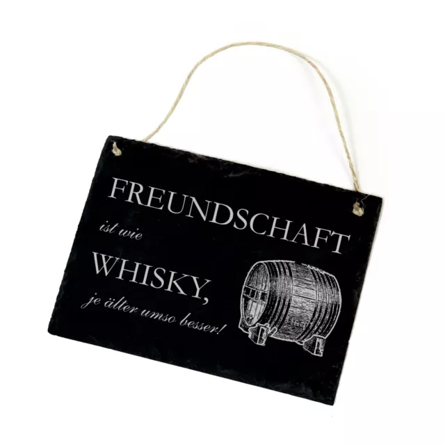 Schiefertafel Schild - Freundschaft ist wie Whisky Dekoschild Gravur 22x16cm ✔️