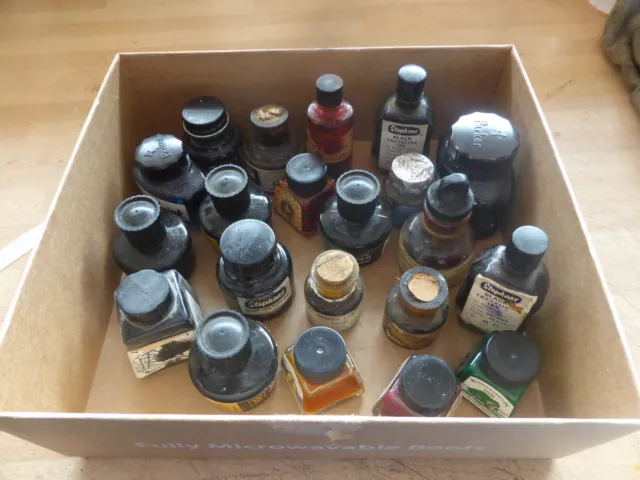 collection of old ink bottles