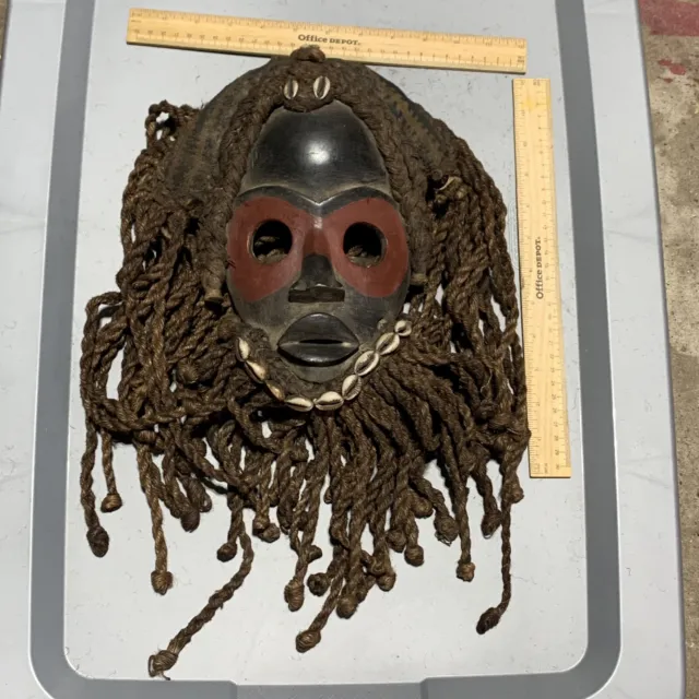 Dan Mask with Cowries and Rope Beard African mask great size OFFERS #7