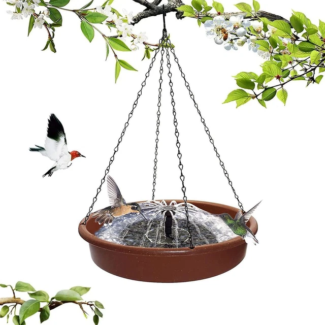 Mangeoire Et Bain à Oiseaux Suspendus - 22x22x4 Cm - PP Résistant Aux Intempéries - Décoration Jardin