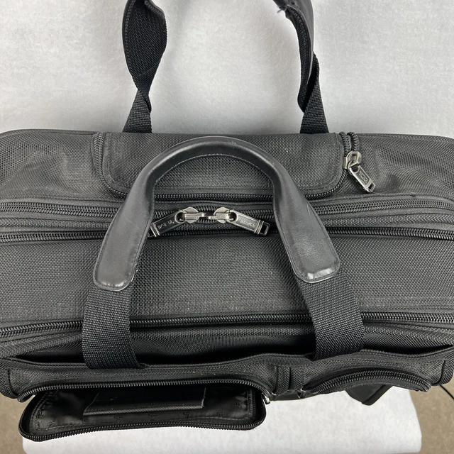 TUMI Alpha Deluxe Expandable Wheeled Rolling Briefcase Bag Black w/Laptop Insert 6