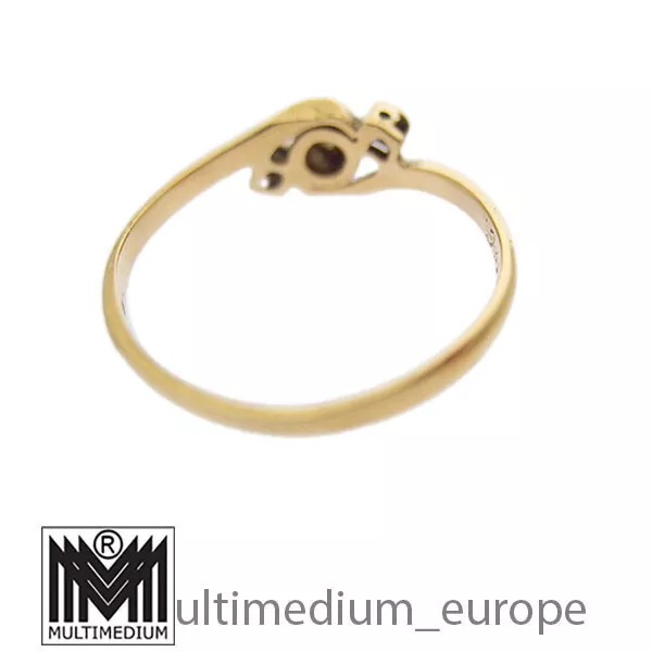 Antiker Jugendstil 750 Gold Platin Fingerring Diamanten 18ct ring diamonds GB 3