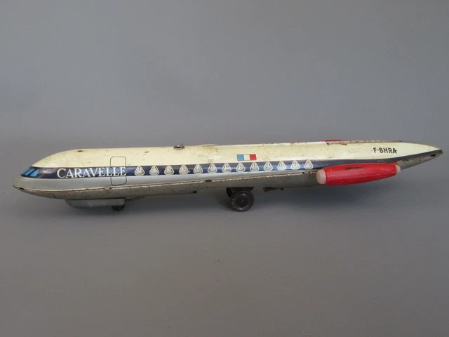 Ancien Jouet Mont Blanc à Friction Caravelle Avion Artois Air France F