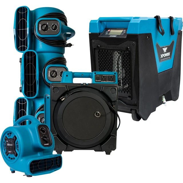 XPOWER 6pc Water Contractor Pack 4 Air Movers/Air Scrubber/LGR Dehumidifier