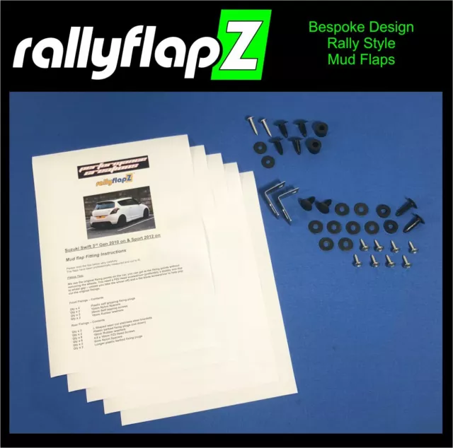 rallyflapZ | Mudflaps Suzuki Swift Sport 12-17 ZC32S Black 3.2mm PVC *G L- R&BL 2