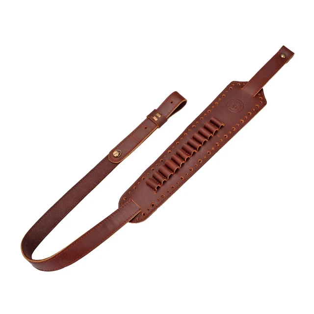 Sangle D'élingue En Cuir Tourbon Pour Fusil – Avec Vis Pivotantes – Marron – Modèle HA1309LE-01-SW02