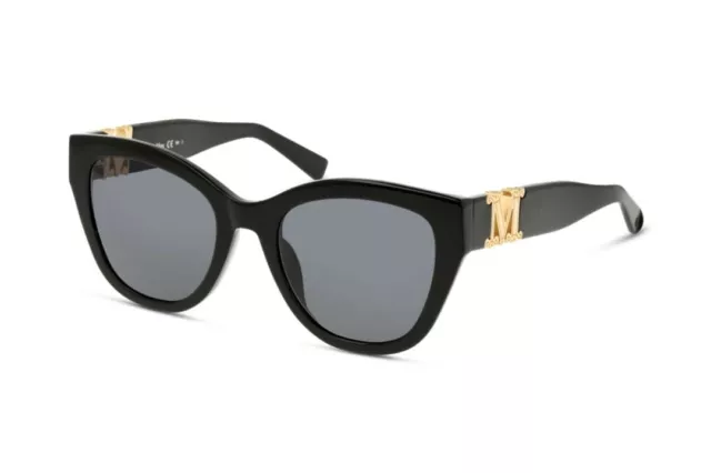 Max Mara Berlin Lunettes de Soleil Noir Femme Or Grand Épais Classique