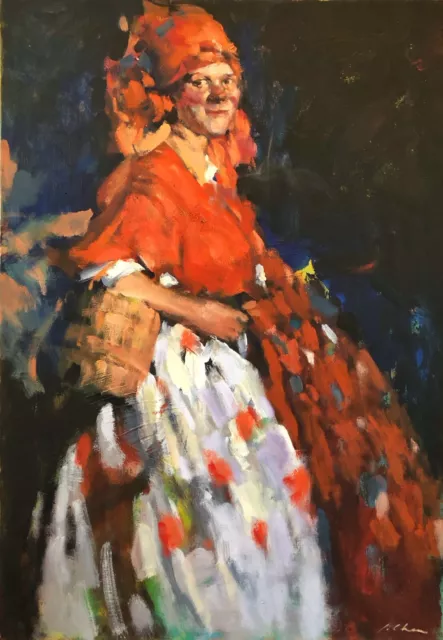 "Farmer with Orange Headscarf" Oil and Arcyl on Canvas