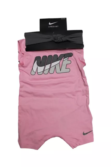 Nike Bambino Tutina Bambina Neonato Con Fascia-Capelli 2er Set Rosa 6 Mesi