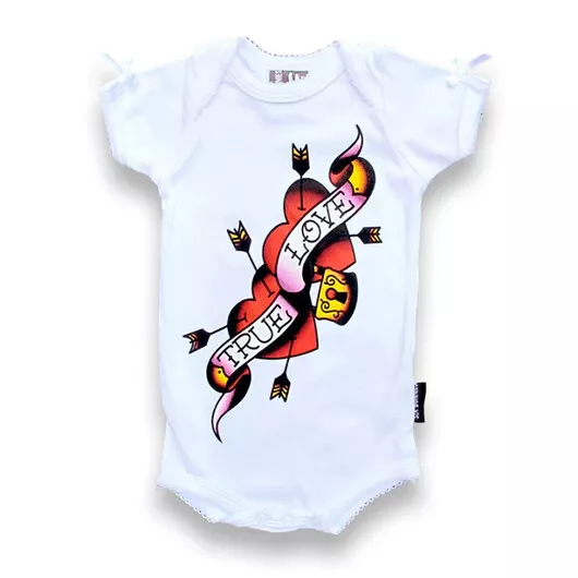 CLEARANCE: Six Bunnies True Love printed Babygrow