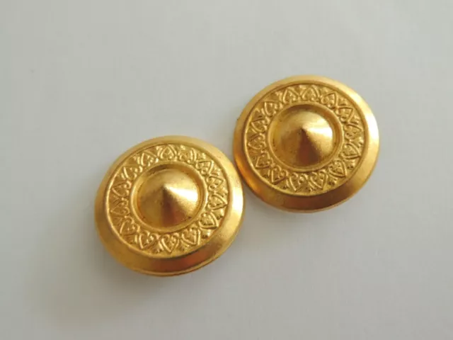2 Grands Boutons anciens métal doré cône vintage couture French Button 3 cm