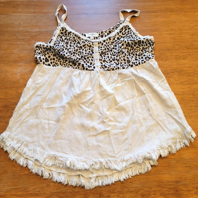 Umgee- Leopard Print /Off White Tank Top - Size Small