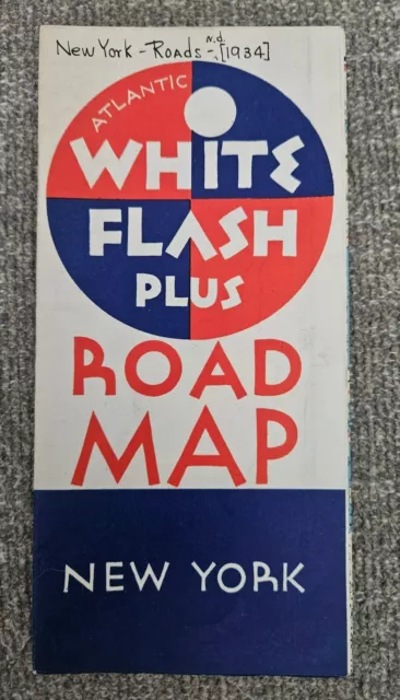 1934? Atlantic White Flash Quality Lubricants New York Road Map