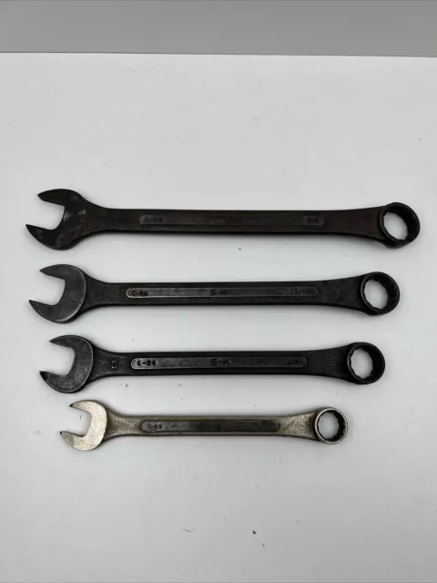 Lot Of 4 SK Combination Wrenches C20, C24, C26, C28 USA  5/8" 13/16” 3/4” 7/8”