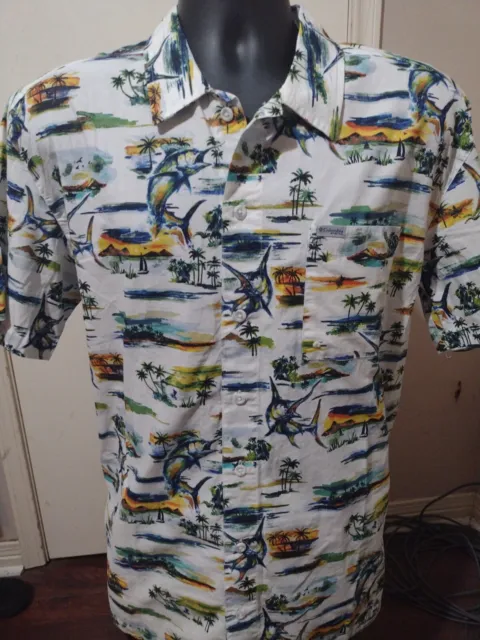 MEN'S COLUMBIA PFG Hawaiian Tropical Beach Short Sleeve Shirt Large L ...