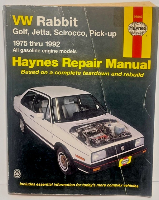 VW RABBIT GOLF Jetta Scirocco Pick-up 75-92 Repair Manual Haynes #96016 ...