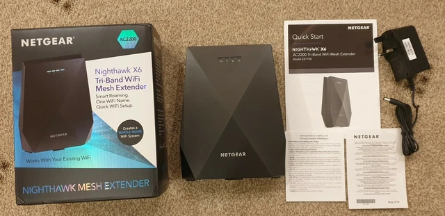 NETGEAR Nighthawk X6 EX7700-100UKS Estensore di gamma WiFi - AC 2200, Tri-band