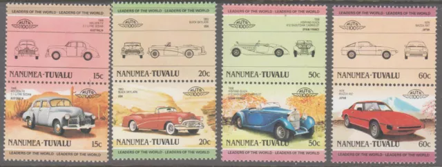 NANUMEA -TUVALU 1985 Automobiles set 4 pairs stamps.Mint unhinged.HoldenFX