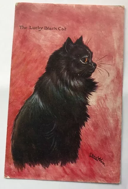 LOUIS WAIN Postcard, Signed. The Lucky Black Cat Posted 1906