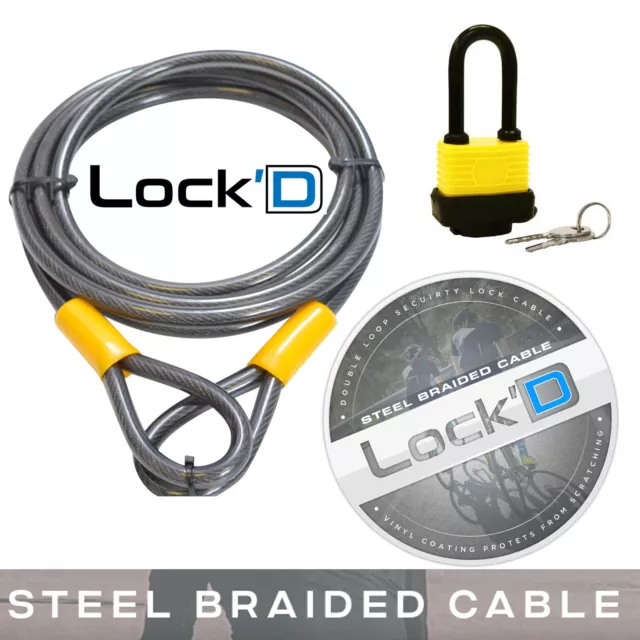 Long Bike Cable Lock 4.6m/9.3m -10mm Heavy Duty Security Cable Cycle Lock Cable