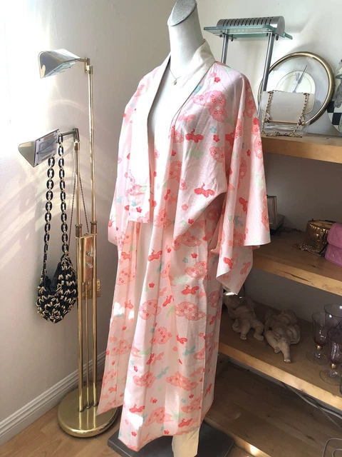 Vintage Japanese Juban kimono Wool ?Women's NagaJuban Kimono Robe