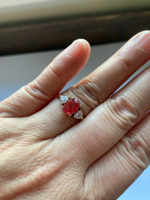 Bague Solitaire Coeur Saphir Bleu - Or Rose 18 Carats - Taille 50 - Style Empilable - France