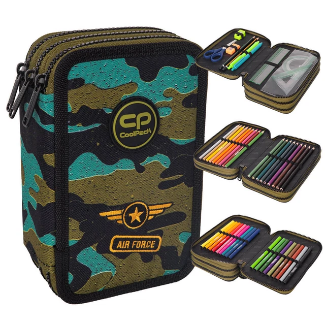 COOLPACK 3-FACH 44-teilig Mäppchen Federmappe Federtasche, Grey Badges B67150, Federtasche