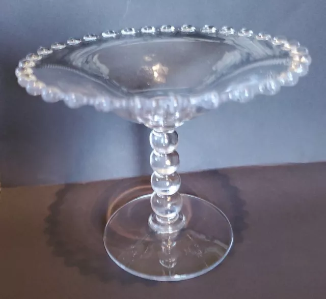 Vintage Elegant Depression Glass Imperial Candlewick Bubble Stem Compote Bon Bon