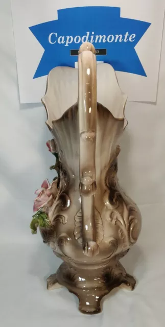 Capodimonte Large Porcelain Floral Vase 19" H x 1' W Made In Italy 2