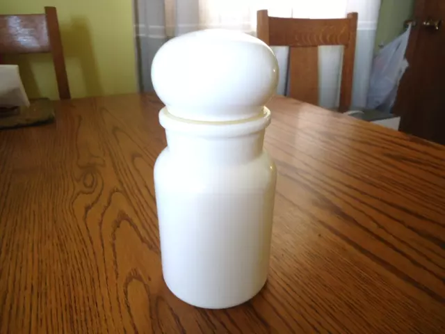 Vintage Milk Glass White Apothecary Jar Bubble Lid, Container Made in Belgium