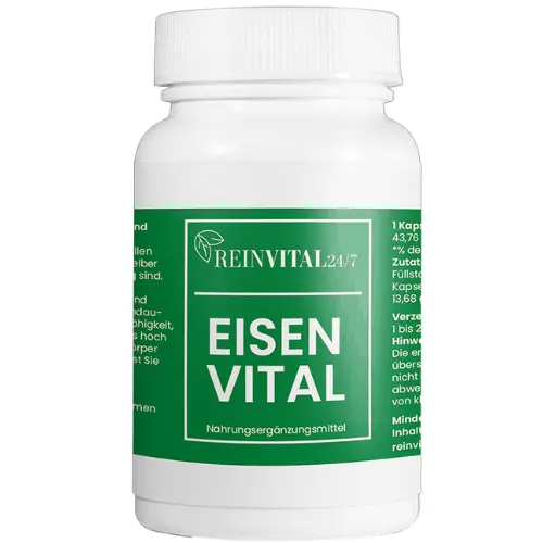 60x Eisen-Vital Kapseln-Hochdosiert PLUS 100x Vitamin C + Zink Made in Germany