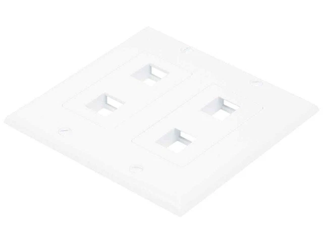 2-Gang Wall Plate - 4 Hole White For Keystone, Home Theater Interconnects