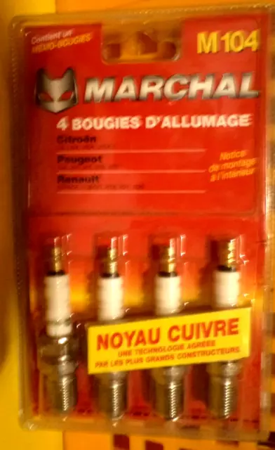 MARCHAL-Lot 4 bougies neuves  CITROEN CX LNA -PEUGEOT 104 205 -RENAULT R18 FUEGO