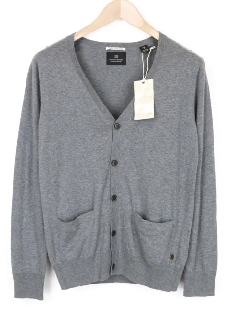 SCOTCH & SODA Ams Couture Men Sweatshirt S Grey Cotton Long Sleeved Cardigan