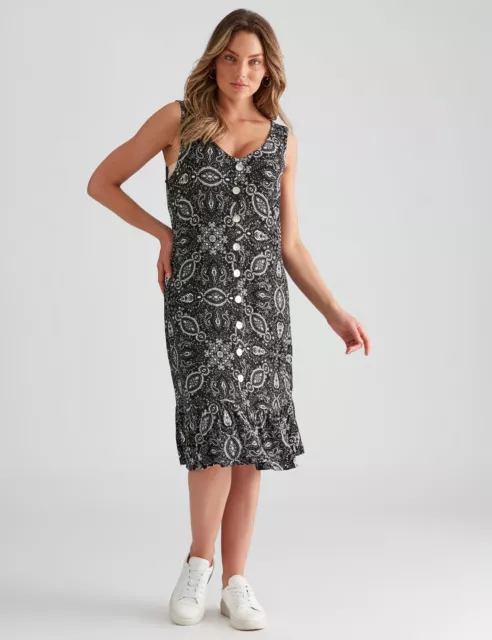 ROCKMANS - Womens Dress -  Sleeveless Knitwear Knee Length Frill Dress