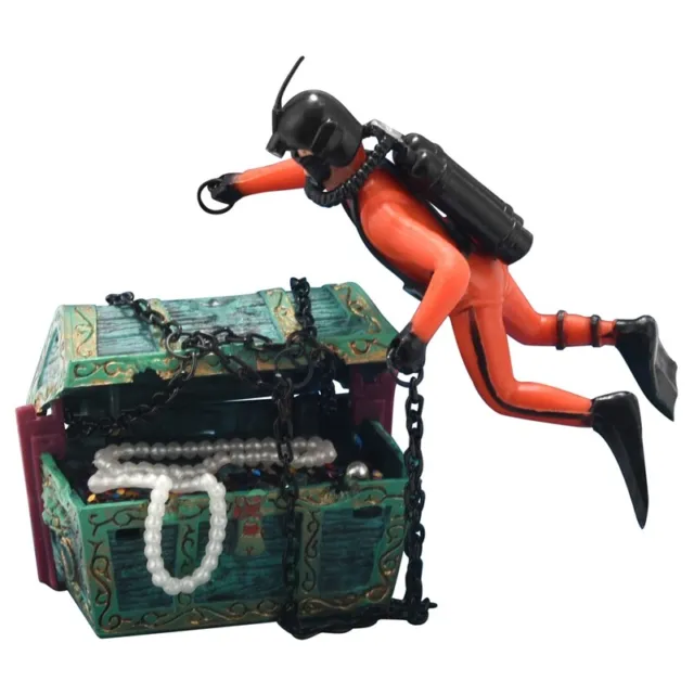 treasure Treasure hunter Diver Decoration for Aquarium Fish Tank orange O2O6