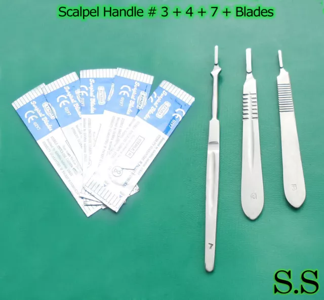 8 Scalpel Handle #3 #4 #7 #3L + 20 Surgical Blades 3