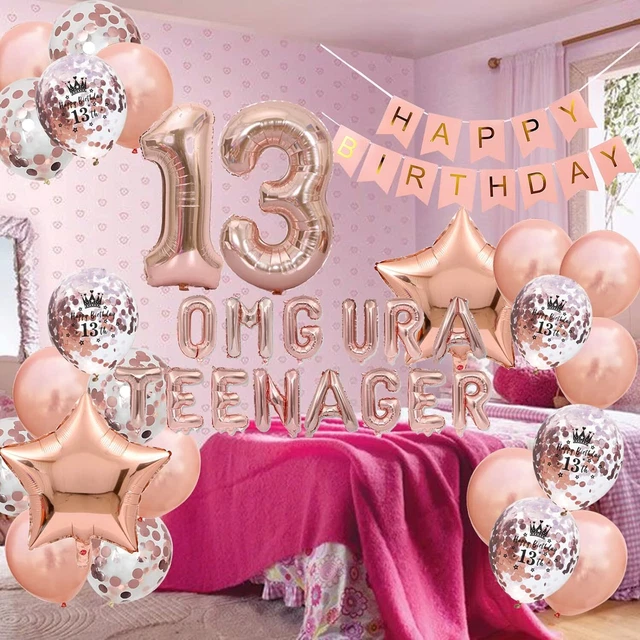 Official Teenager 13th Birthday Decorations for Girl Rose Gold, OMG UR A 2