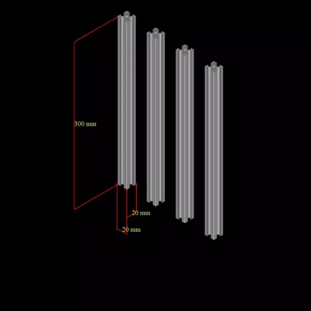 Aluminum T-slot 2020 extruded profile 20x20-6 Length 300mm ( 12"), 4 pieces set 3