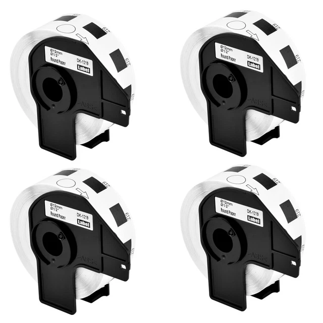 4Rolls 1200 Round White Paper Label DK-1219 for Brother QL-1100 Diameter 12mm